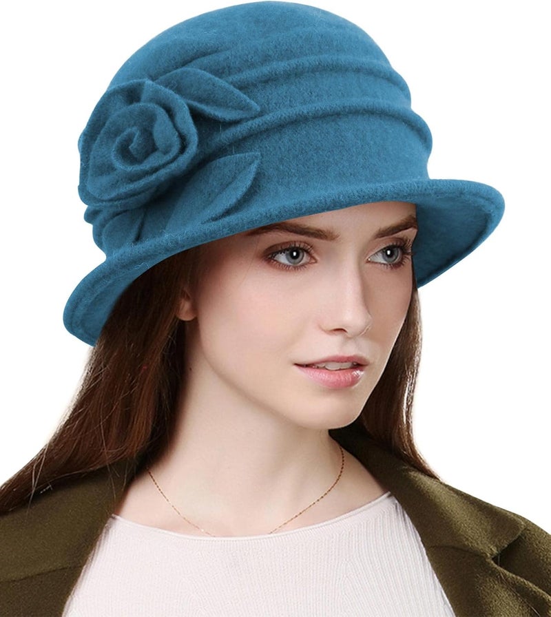 Sumolux Women Beret Hat French Vintage Floral Wool Dress Cloche Classic Winter Hat 1920s - Image 1
